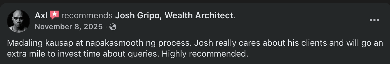 Facebook social proof screenshot for Josh Gripo